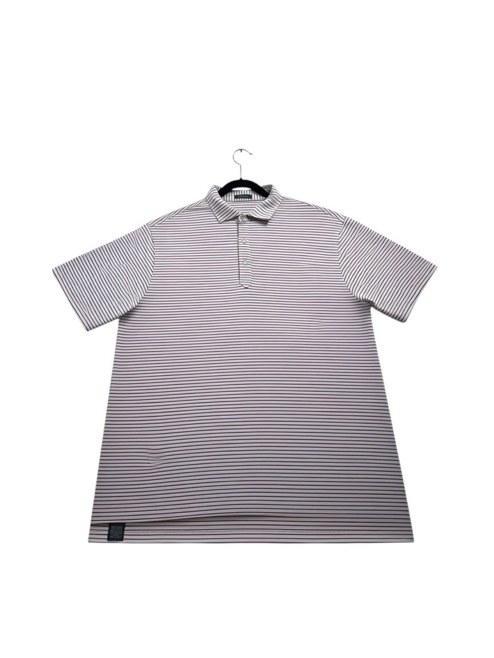 Turtleson Mens Golf Polo Shirt XL White Pink Purple Stripe Performance Stretch